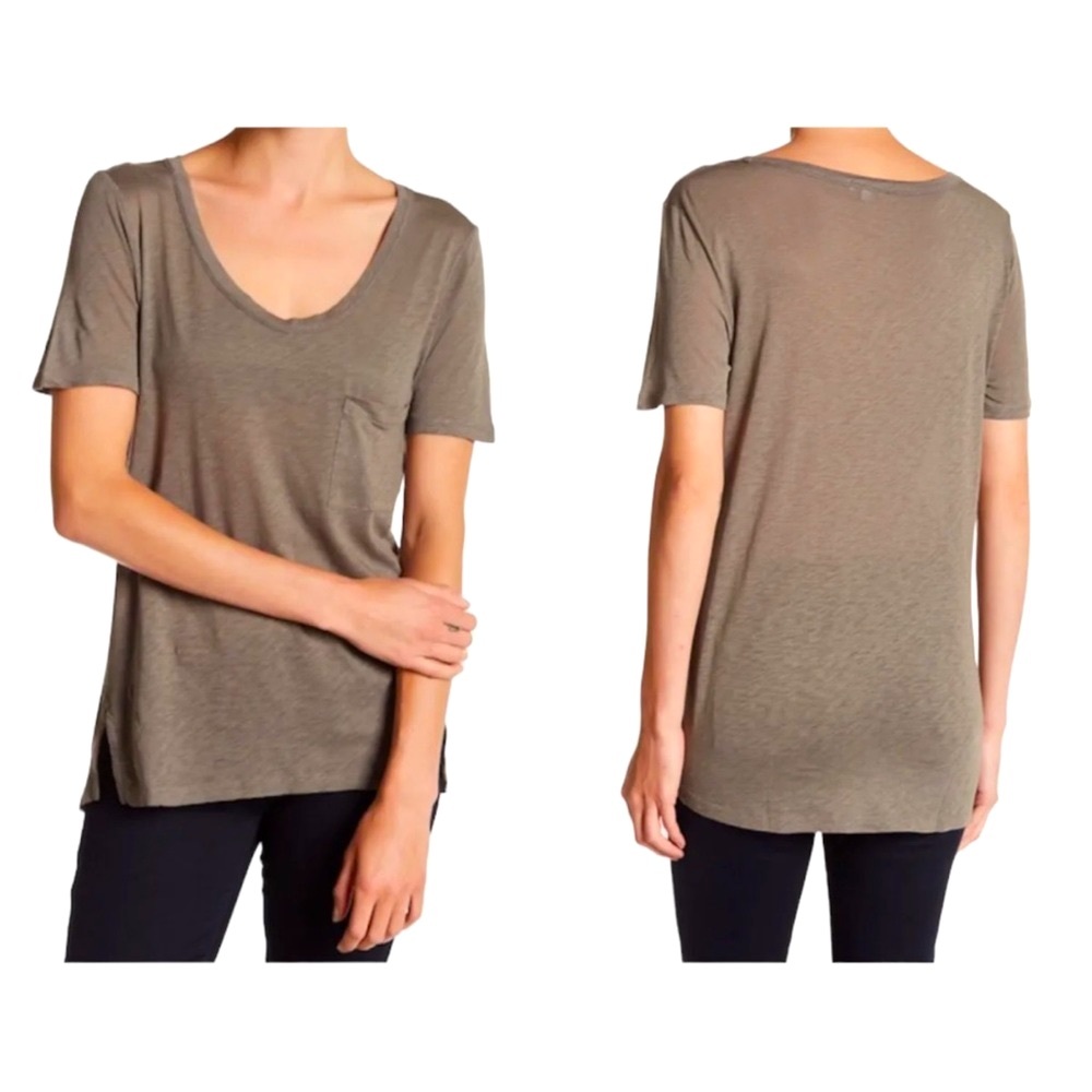 Splendid Scoop Neck Tee Large 10 12 Olive Green Top Scoop Neck Supima Cotton NWT
